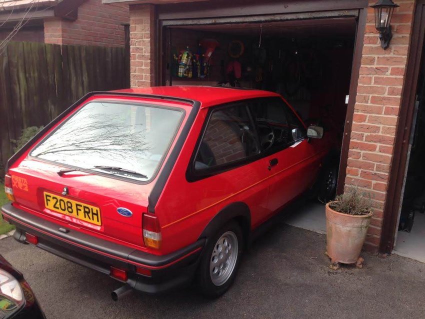 The XR2 at the garage entrance.