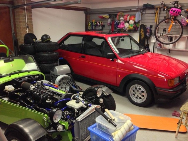 The Fiesta sharing garage space with other projects.