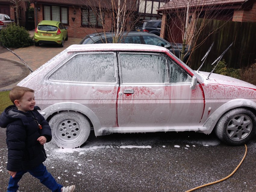 An early wash on the driveway.